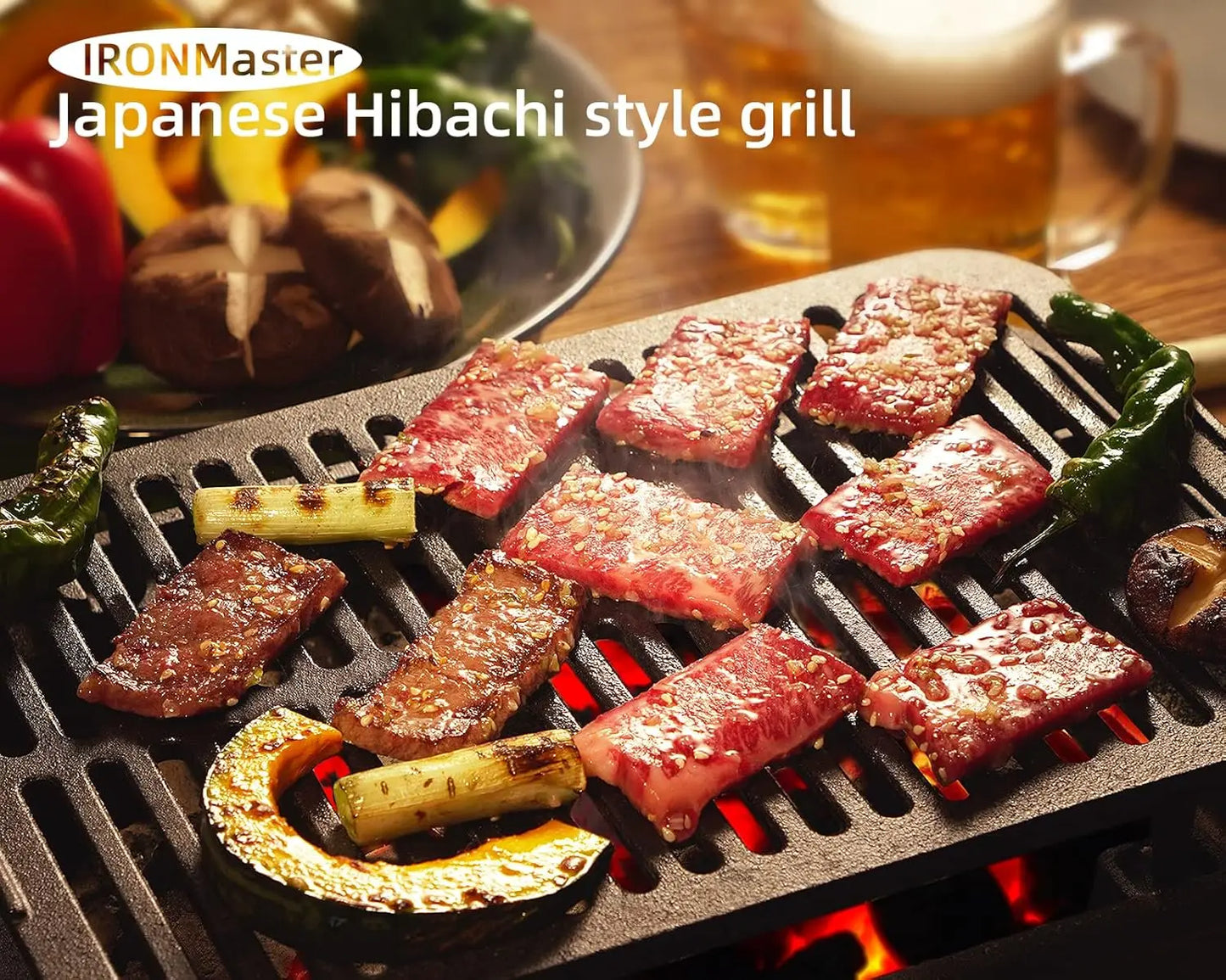Hibachi Grill Outdoor Small Portable Charcoal Grill 100 Percent Pre Seasoned Cast Iron Japanese Yakitori Camping Grill Two Heights