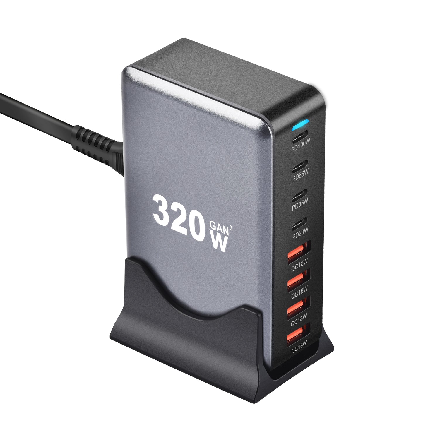 320W GaN Charger USB C Fast Desktop 8 Port USB Type C PD Charger Quick Charge 3.0 for iPhone 15 14 Samsung