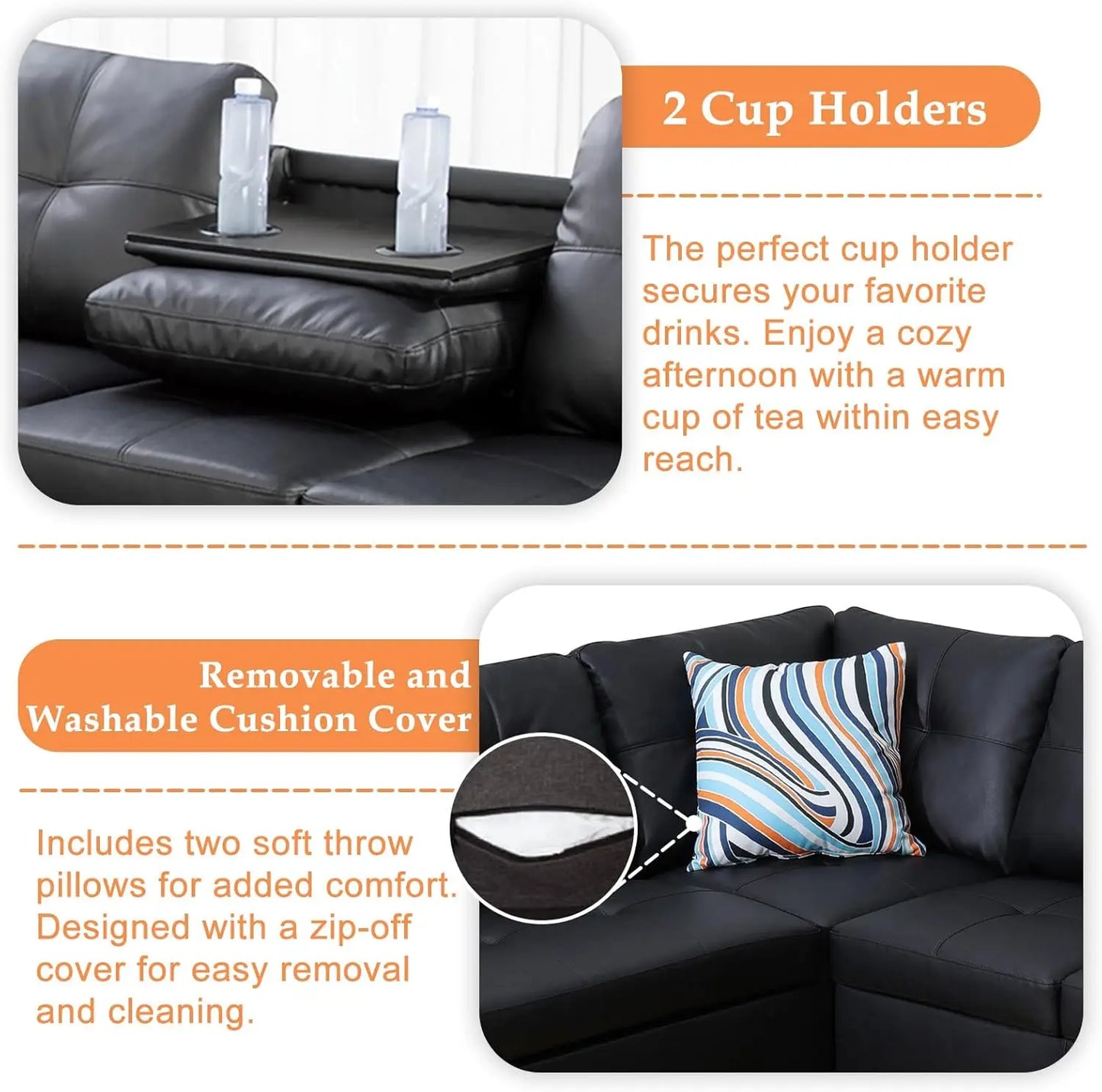 XMSJ Sectional Sofa Couch Modern Premium L Shaped Cozy