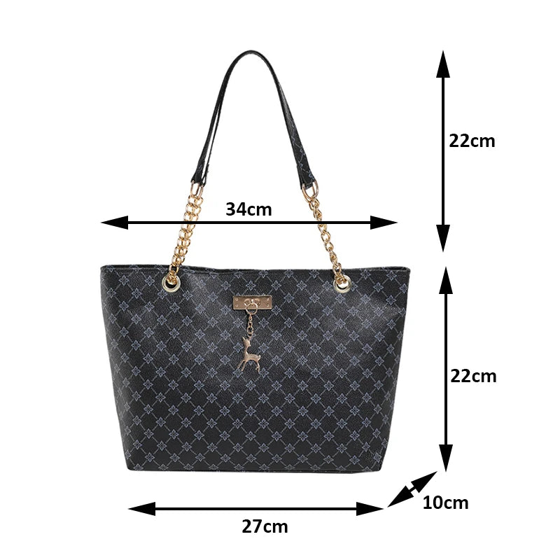 New Presbyopia Handbag Soft Leather Large Capacity Tote Women Bag With Hanging Accessories
