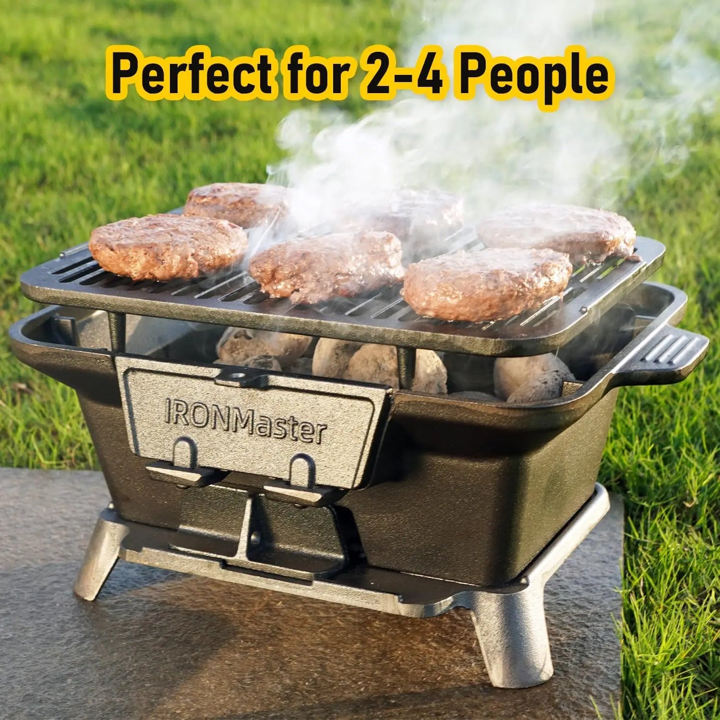 Hibachi Grill Outdoor Small Portable Charcoal Grill 100 Percent Pre Seasoned Cast Iron Japanese Yakitori Camping Grill Two Heights