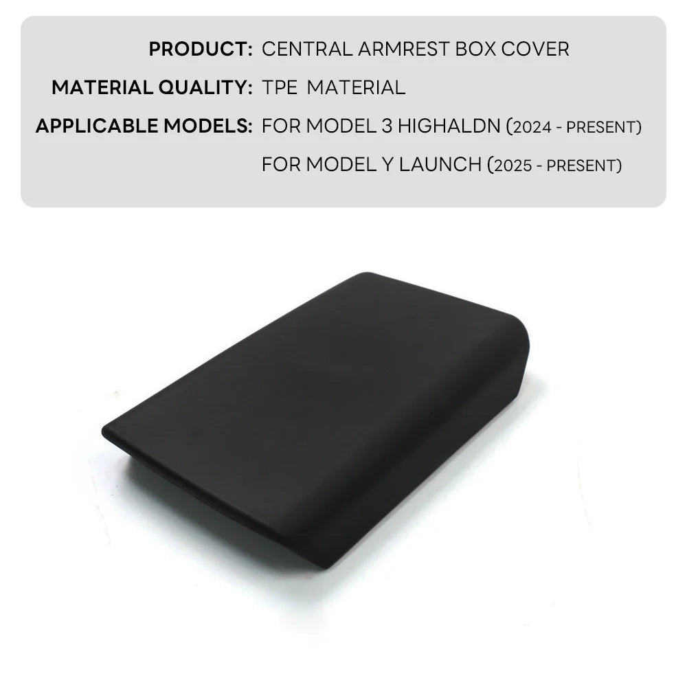 TPE Soft Case Center Console Arm Rest Lid Armrest Cover Accessories for Tesla Model Y Launch Juniper 2025 and Model 3 Highland 2024