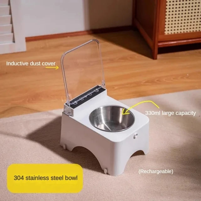 Smart Cat Bowl Pet Feeder Automatic Infrared Sensor Food Dispenser Stainless Steel Quadrate Design