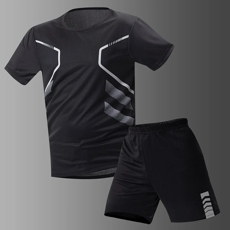 2/6 Pack Plus Size Men's Quick Drying Short Sleeve Shorts Suit Leisure Sports Running Fitness T Shirt Joker Shorts Teen