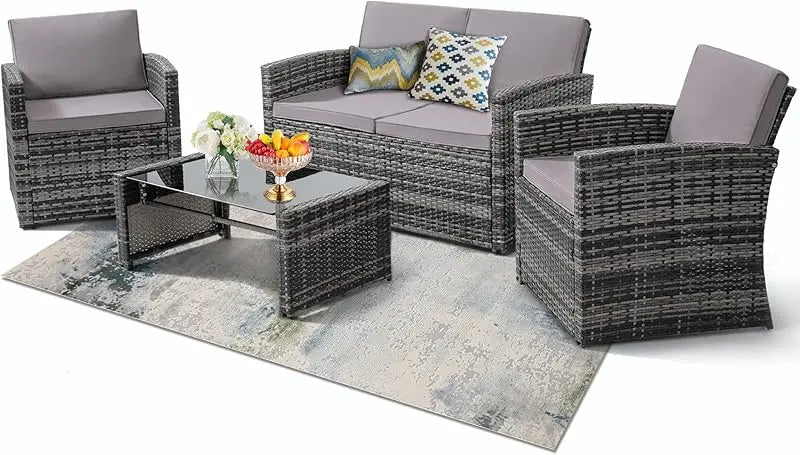 XMSJ 8 Piece Outdoor Wicker Rattan Patio Sectional Set