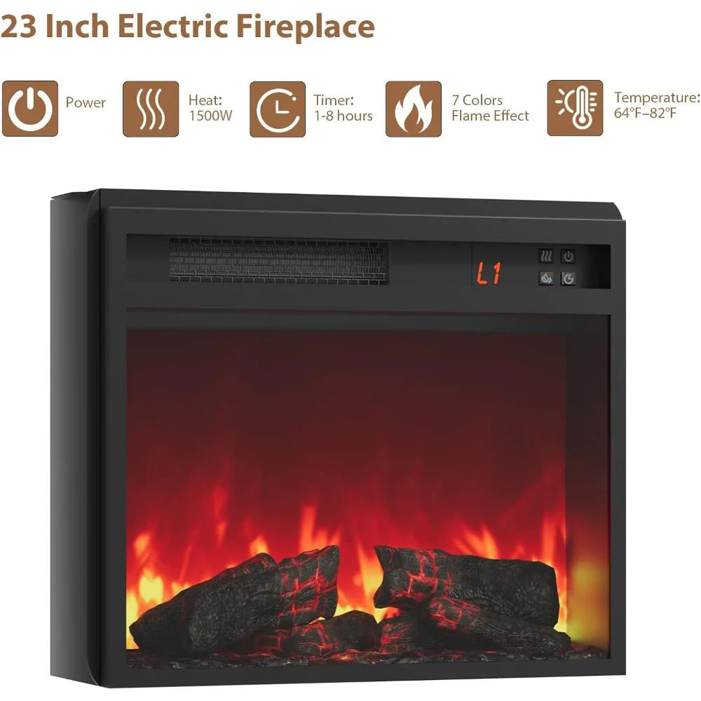 HUANZHUANG Electric Fireplace TV Stand With Glass Doors