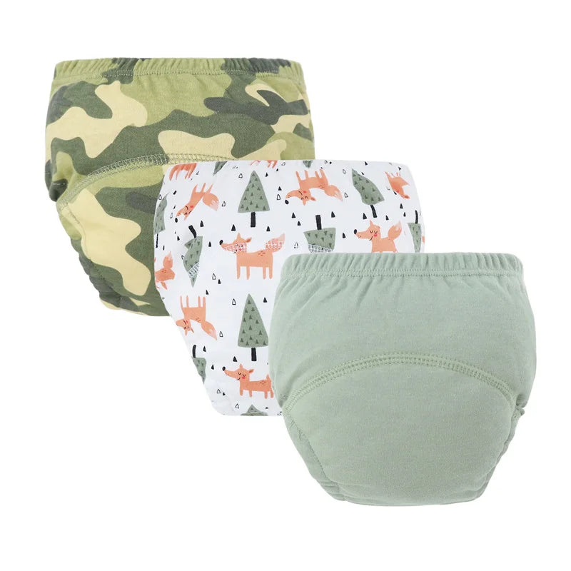 3 Pcs Baby Diaper Training Pants for Girls and Boys Washable Infant Cloth Diapers Reusable Kids Underwear Toddler Shorts