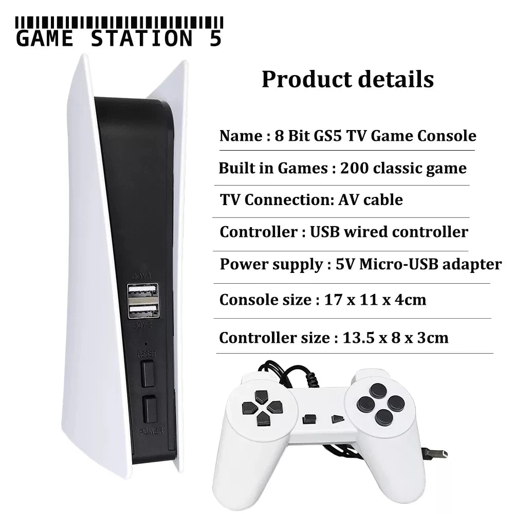 Game Station 5 Video Game Console With 200 Classic 8 Bit Retro Games Handheld USB Wired AV Output