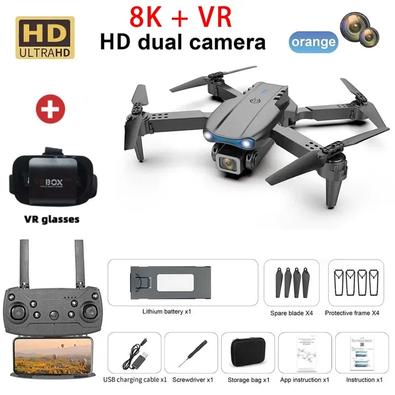 New E99 Pro Drone GPS Professional 8K HD Camera FPV 5G Wifi Brushless Motor Foldable RC Quadcopter Obstacle Avoidance
