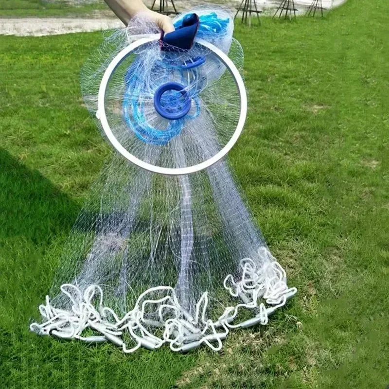 Monofilament Fishing Net Transparent Nylon Casting Net with Steel Pendant Aluminum Ring
