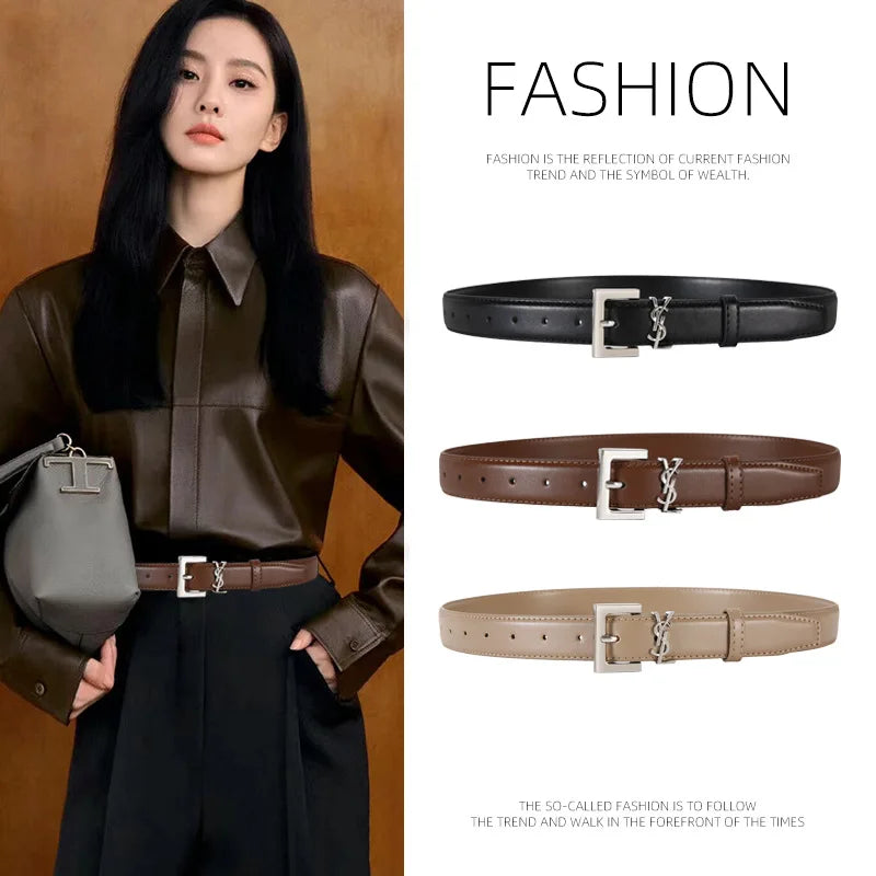 Classic Pin Buckle Women's Belt Korean Casual Thin Fashion Belt for Pants and Skirts