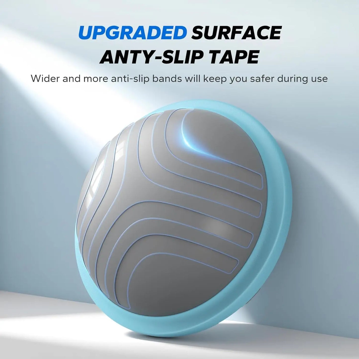 18-Inch Half Exercise Ball with Resistance Bands and Pump for Core Strength Training, 300lb Capacity