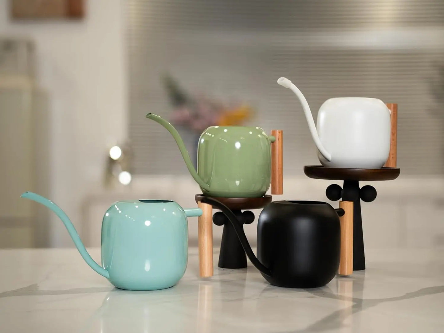 Green Moon Water Can 1.2L Stainless Steel Long Spout for Indoor Outdoor Plants Bonsai Garden Flowers