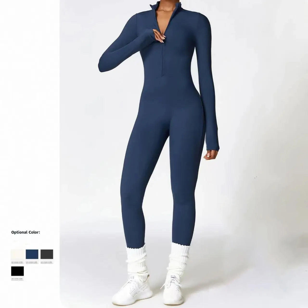 Winter Autumn Women's One Piece Yoga Jumpsuit Solid Polyester Spandex