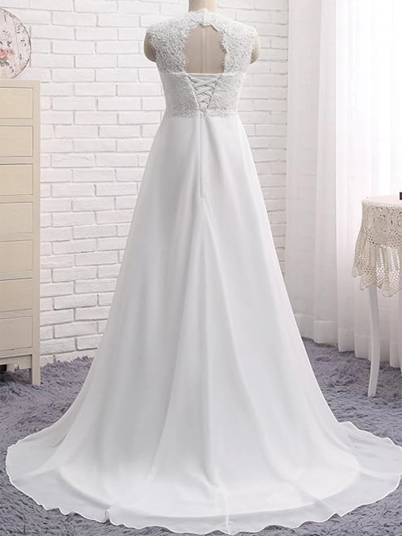Wedding Dresses for Bride 2026 Sleeveless Lace Petite/Plus Size Bridal Gowns for Civil Wedding for Beach Wedding