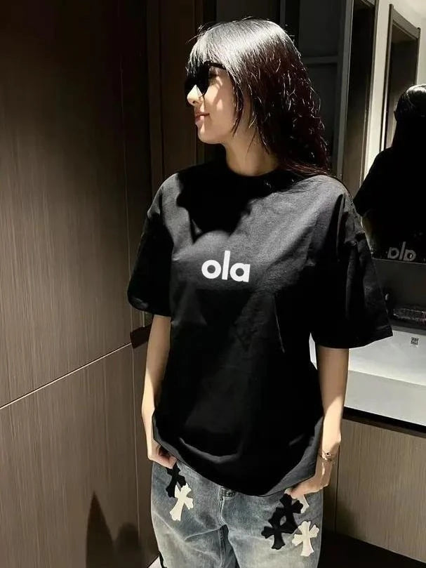 Trendy Brand Women's Loose OLA Printed Fashion Summer Casual Plus Size Cotton T-Shirt