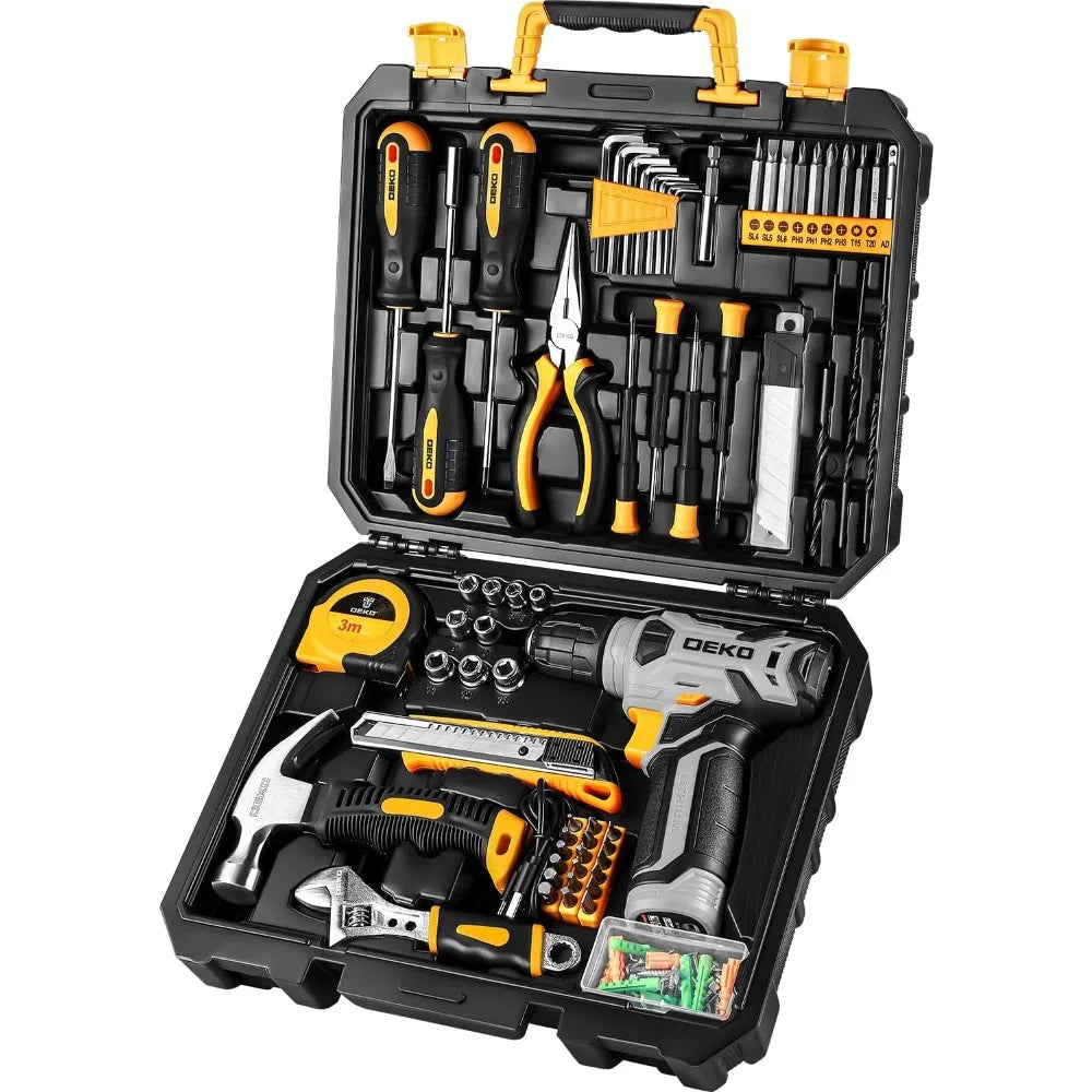 Tool Kit with 8V Cordless Drill and 126 Piece Home Tool Set