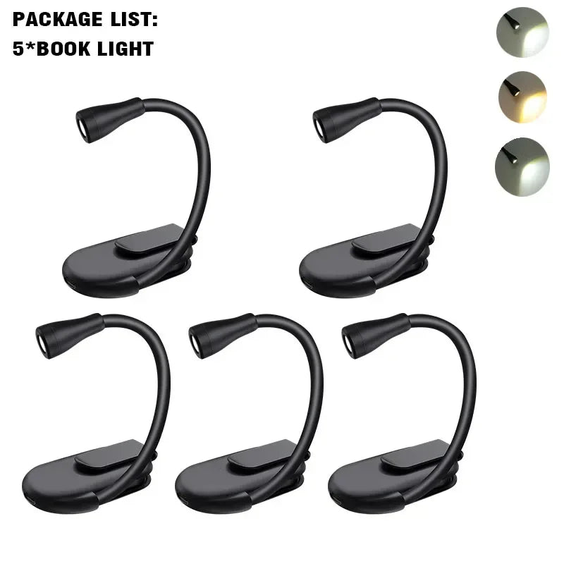 Mini Book Light Portable Clip Night Light USB Charging LED Dimmable Eye Protect Camping Clip 360 Degree Flip Book Lamp