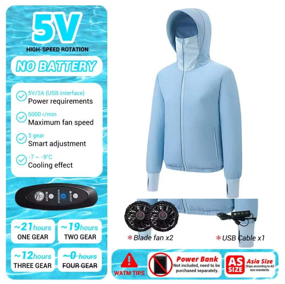 Men's Outdoor Summer Coat with USB Electric Fan Cooling Jacket Air Conditioning Fan Clothes for Heatstroke Protection