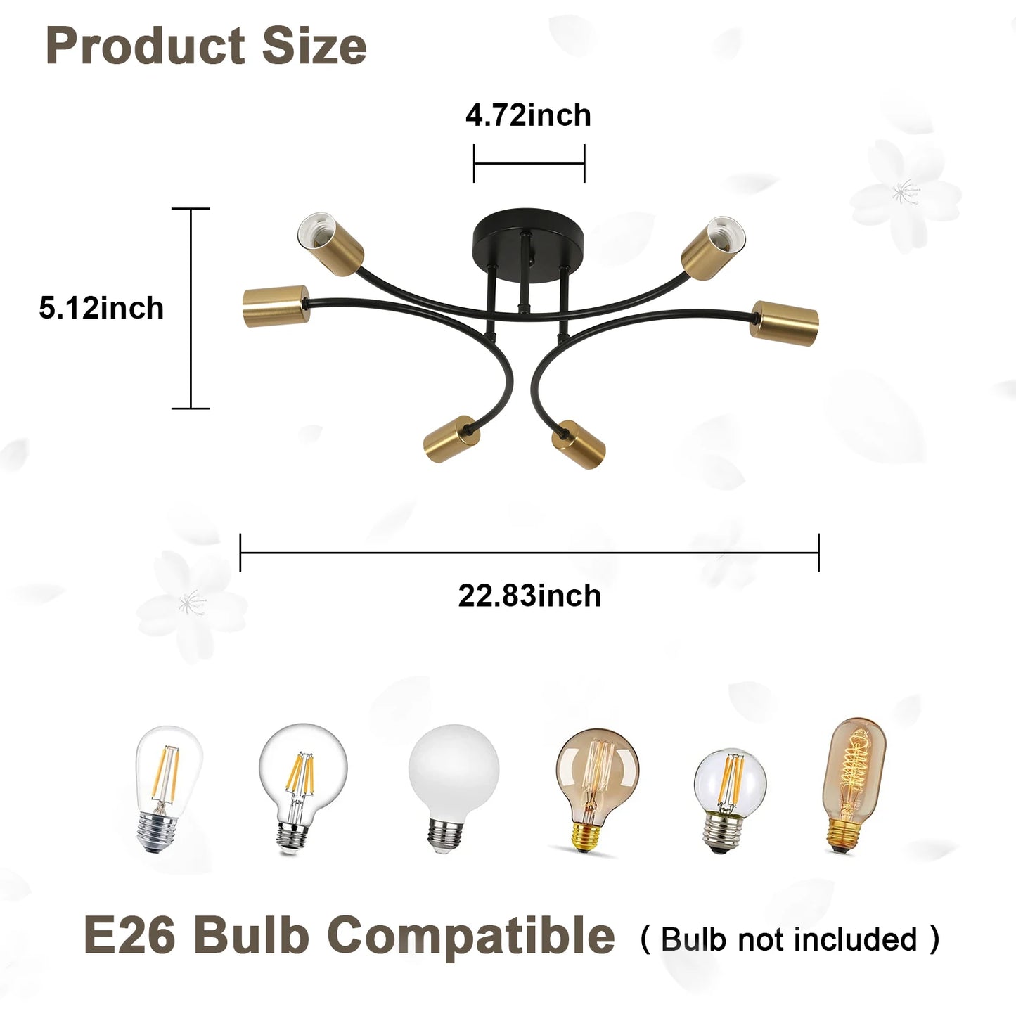 Sputnik Ceiling Light Fixture 6 Light Black Gold Chandelier