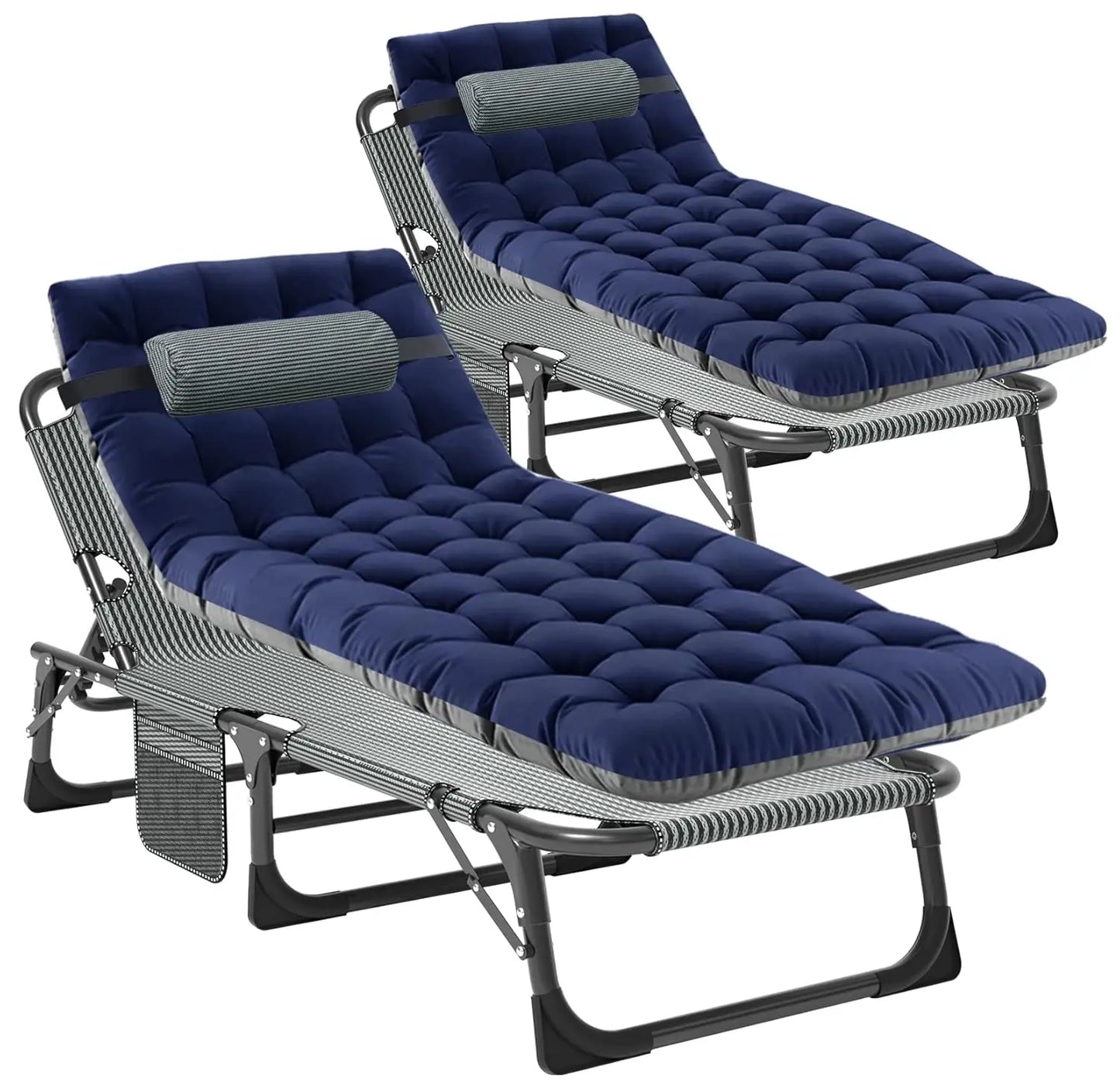 Tanning Chair, Heavy Duty Folding Beach Lounger with Face Arm Hole, Adjustable 5-Position Patio Chaise Lounge, Customized