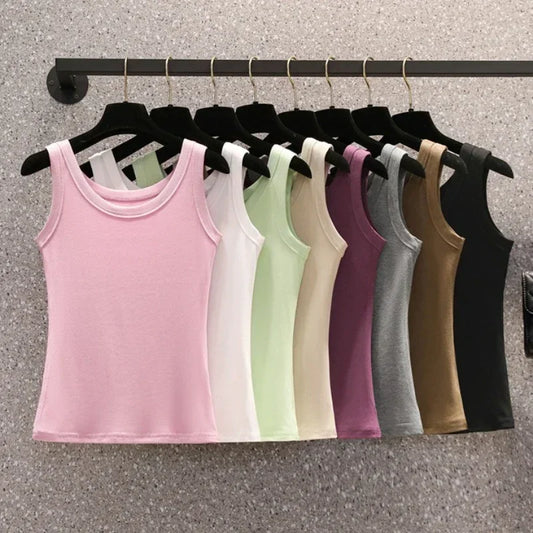 2025 Casual Cotton Comfortable Plus Size Tank Top Women Summer New Sleeveless Tops Wearing Outside Oversized Camisole