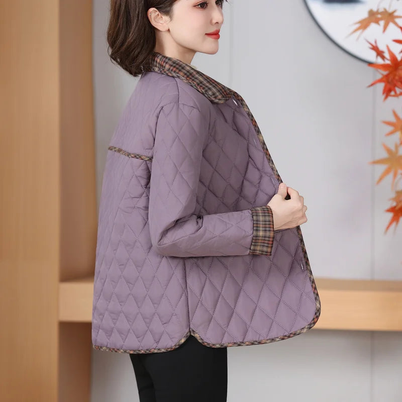 Women's Warm Collar Wool Jacket Autumn Winter Cardigan 2025 Middle-aged Elderly Tops Casual Plus Size Wool