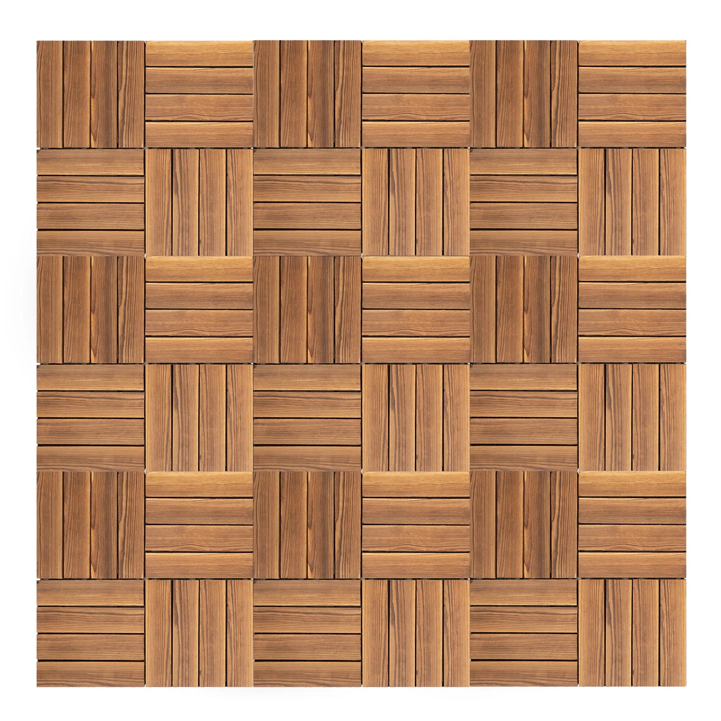 12''x12'' 36Pcs Patio Deck Tiles Wood Plastic Composite Interlocking Decking Tiles for Indoor & Outdoor Waterproof Brown