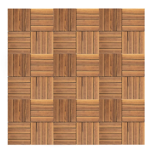 12''x12'' 36Pcs Patio Deck Tiles Wood Plastic Composite Interlocking Decking Tiles for Indoor & Outdoor Waterproof Brown