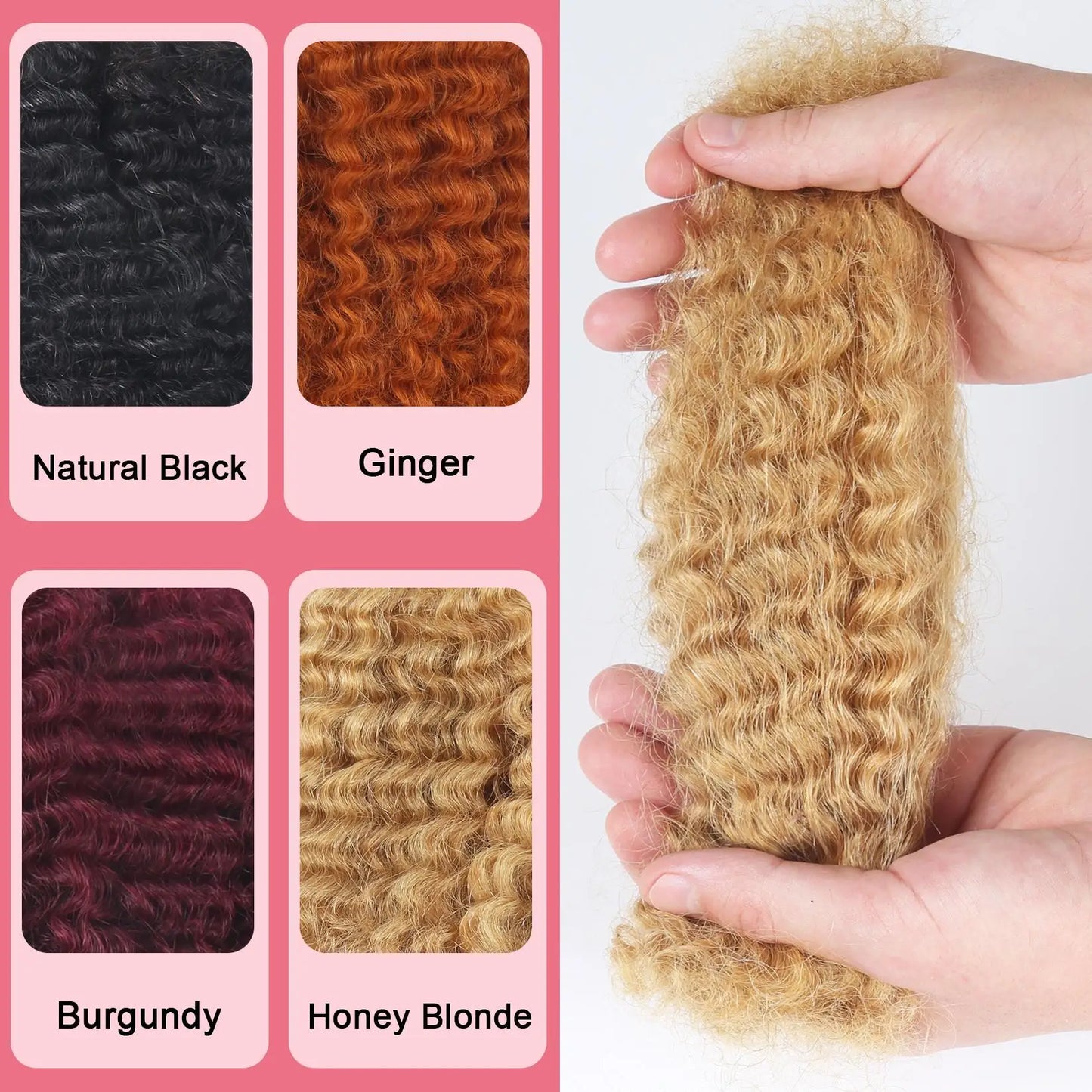 Afro Kinky Bulk Human Hair for Dreadlock Extensions and Braiding 2 Pack 100g Ginger Orange Color