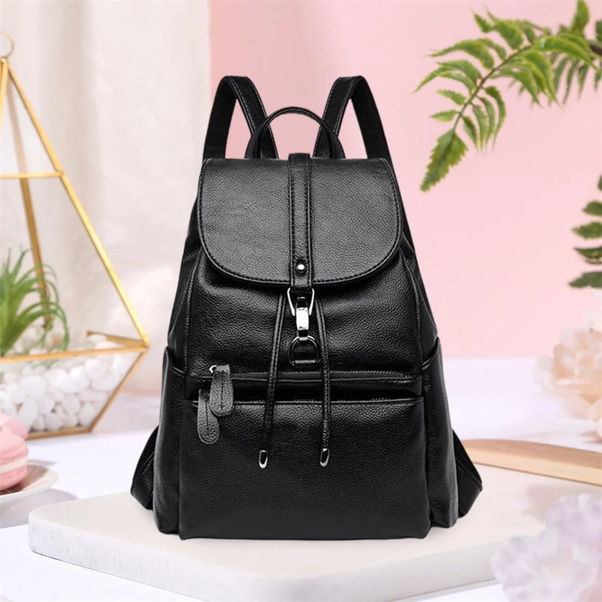 Fashionable Women s Backpack with Built-in Headphone Port Durable Nylon Anti-theft Daypack Lightweight Crossbody Bag