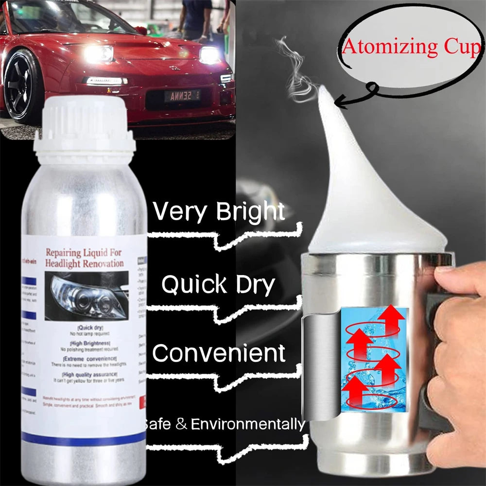 Headlight Polishing Set Auto Headlight Renovator Light Restoration Kit 300ml Polish Clean Car Spotlights
