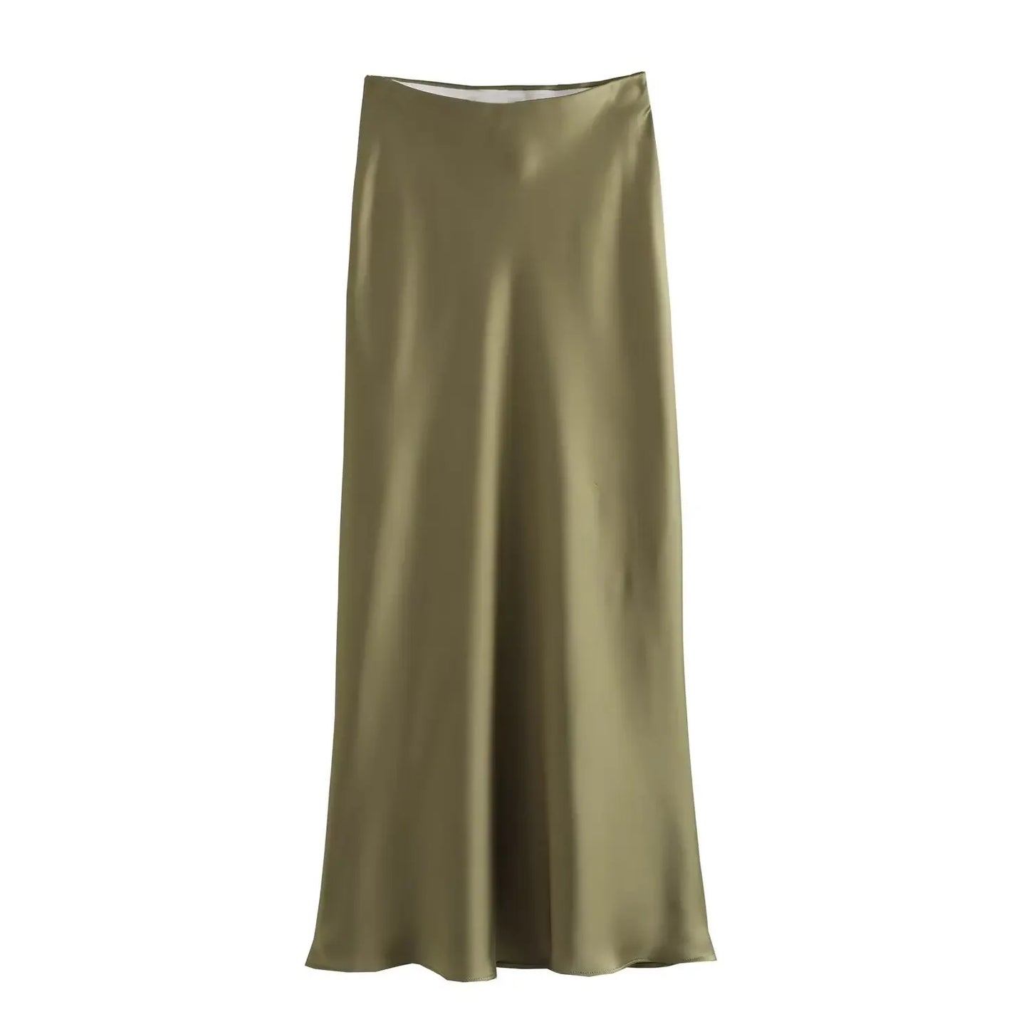 Willshela 2024 Black Satin Skirt Women's High Waist Elegant Long Midi Skirt for Office Fashion