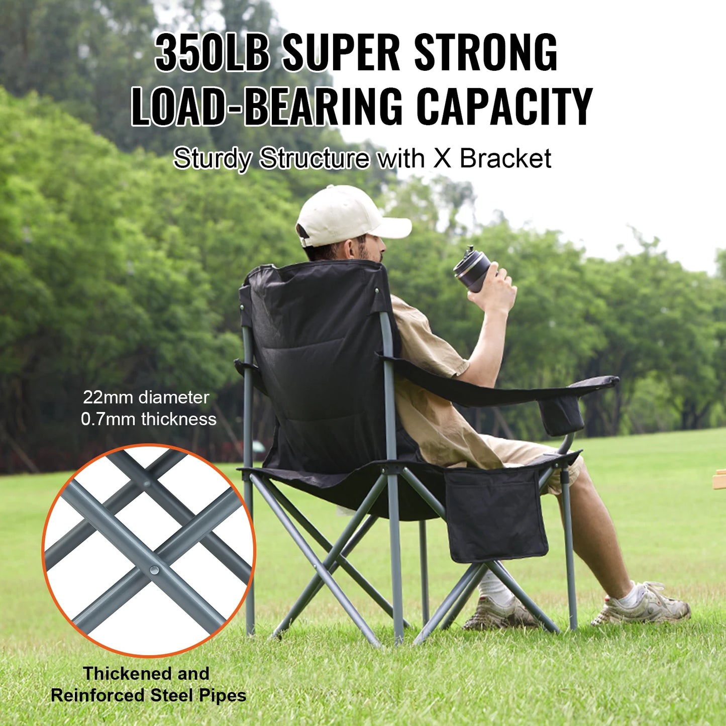 SucceBuy Outdoor Camping Chair 350lbs High Load Ultralight Folding Chair Portable Beach Hiking Picnic Travel Seat Fishing Tool