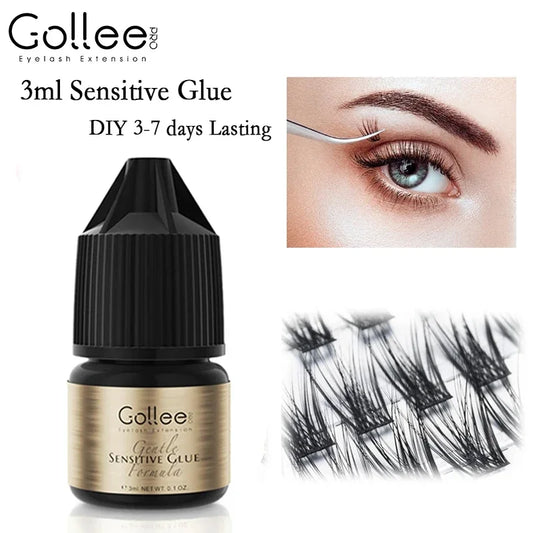Gollee Cluster Lashes Glue No Irritation Eyelash Extension Fast Dry Adhesive for Home Use Professional Lash Extension Supplies
