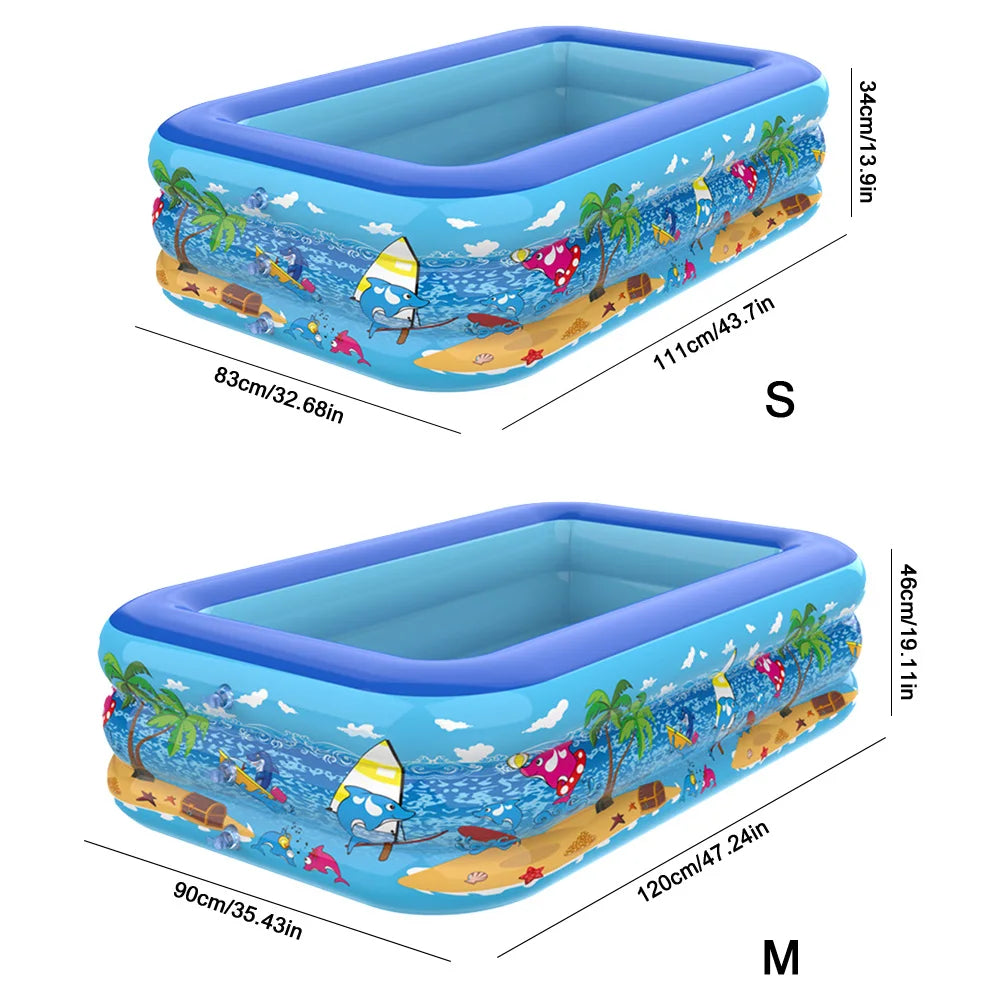 Inflatable Swimming Pool Cartoon Pattern Framed Swimming Pool Baby Bath Bathtub for Summer Outdoor Indoor