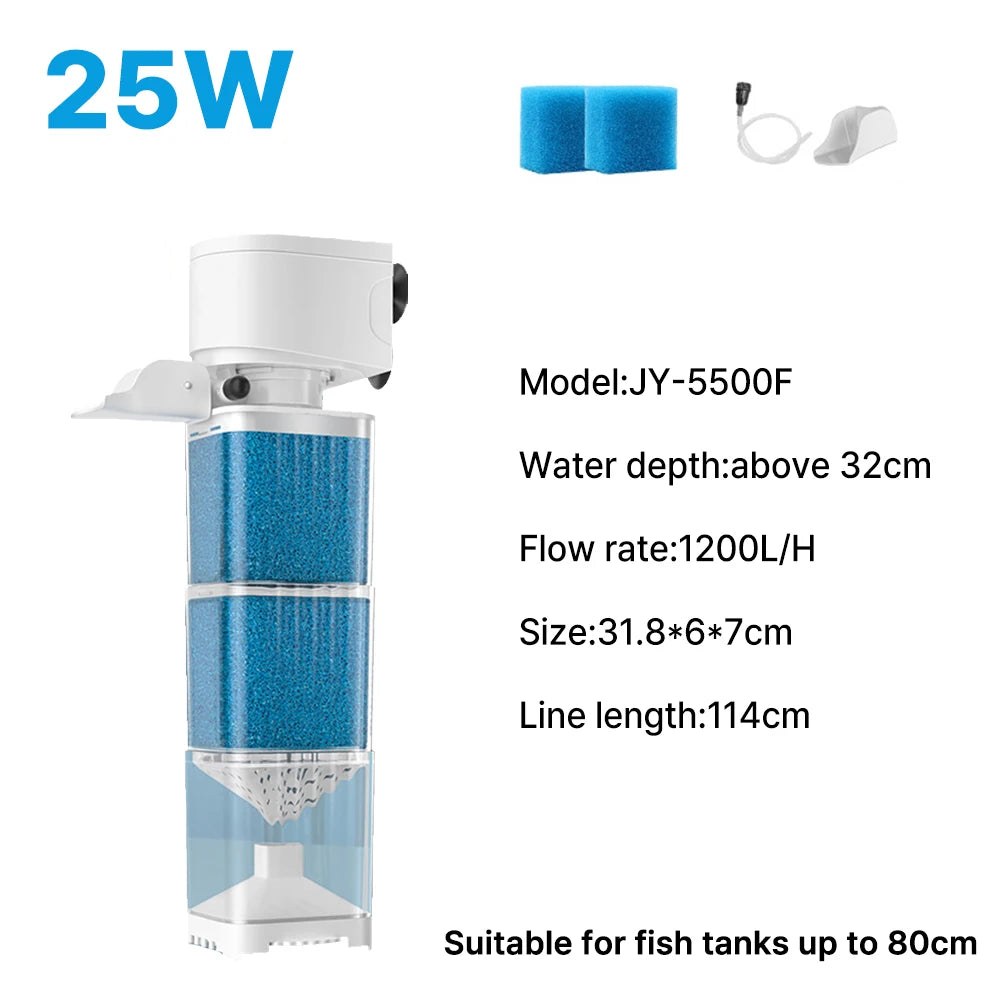 Aquarium Filter Pump Fish Tank Submersible Silent Air Oxygen Aerator Internal Water Pump Aquarium Air Pump Wave Maker 220v