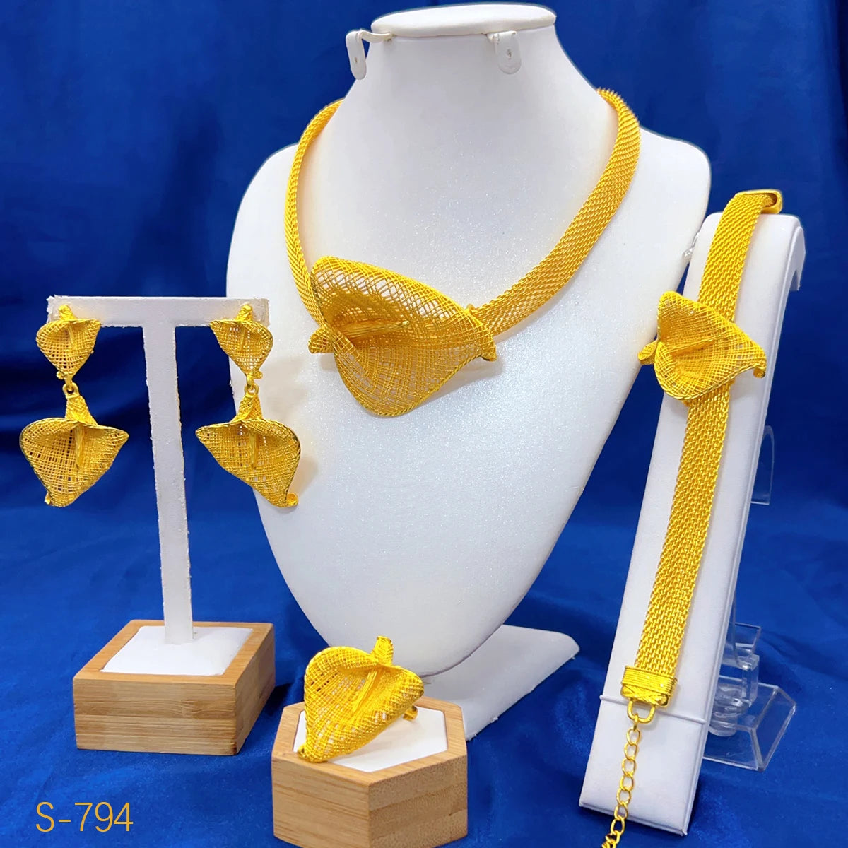 Dubai Luxury Irregular Necklace And Earrings Sets For Women Ethiopian Indian Bridal 24k Gold Color Jewelry Set Wedding