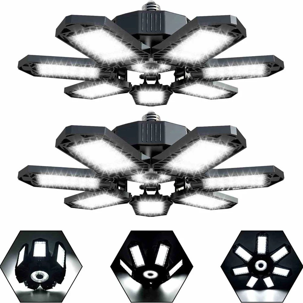 120W LED Garage Light E26/E27 Super Bright Garage Lighting With Adjustable Panels Deformable Bulb Ceiling Light for Work