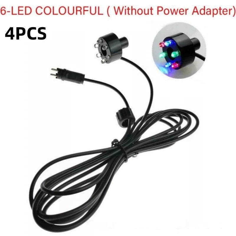Underwater 6 LED Light Ring For Fountain Pond Garden 1 2 4 Pieces Without AC Adapter