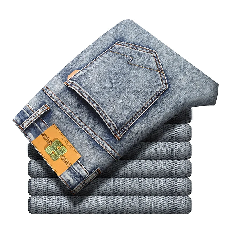 KUBROCN Men Vintage Straight Leg Embroidered Jeans Casual