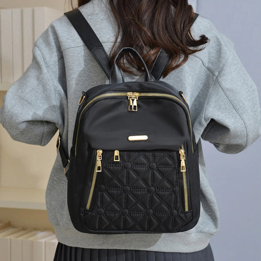 Fashionable Women s Backpack with Built-in Headphone Port Durable Nylon Anti-theft Daypack Lightweight Crossbody Bag