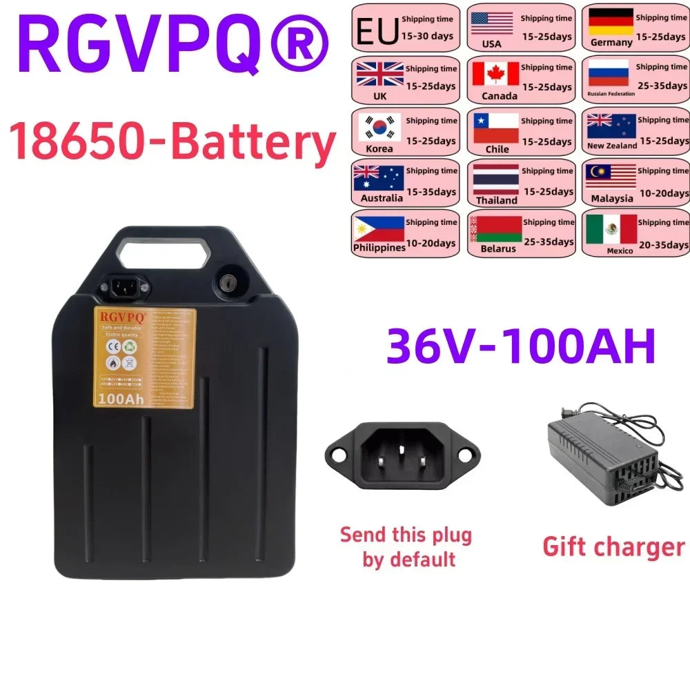 Air Fast Transportation 36V 100AH 18650 Lithium Battery Pack Suitable for Motors Below 3000W