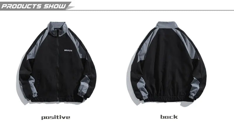 Reflective Striped Jacket Windbreaker Coat 2024 Men Hip Hop Streetwear Zipper Up Jacket Harajuku Thin Coats Sports Black Blue