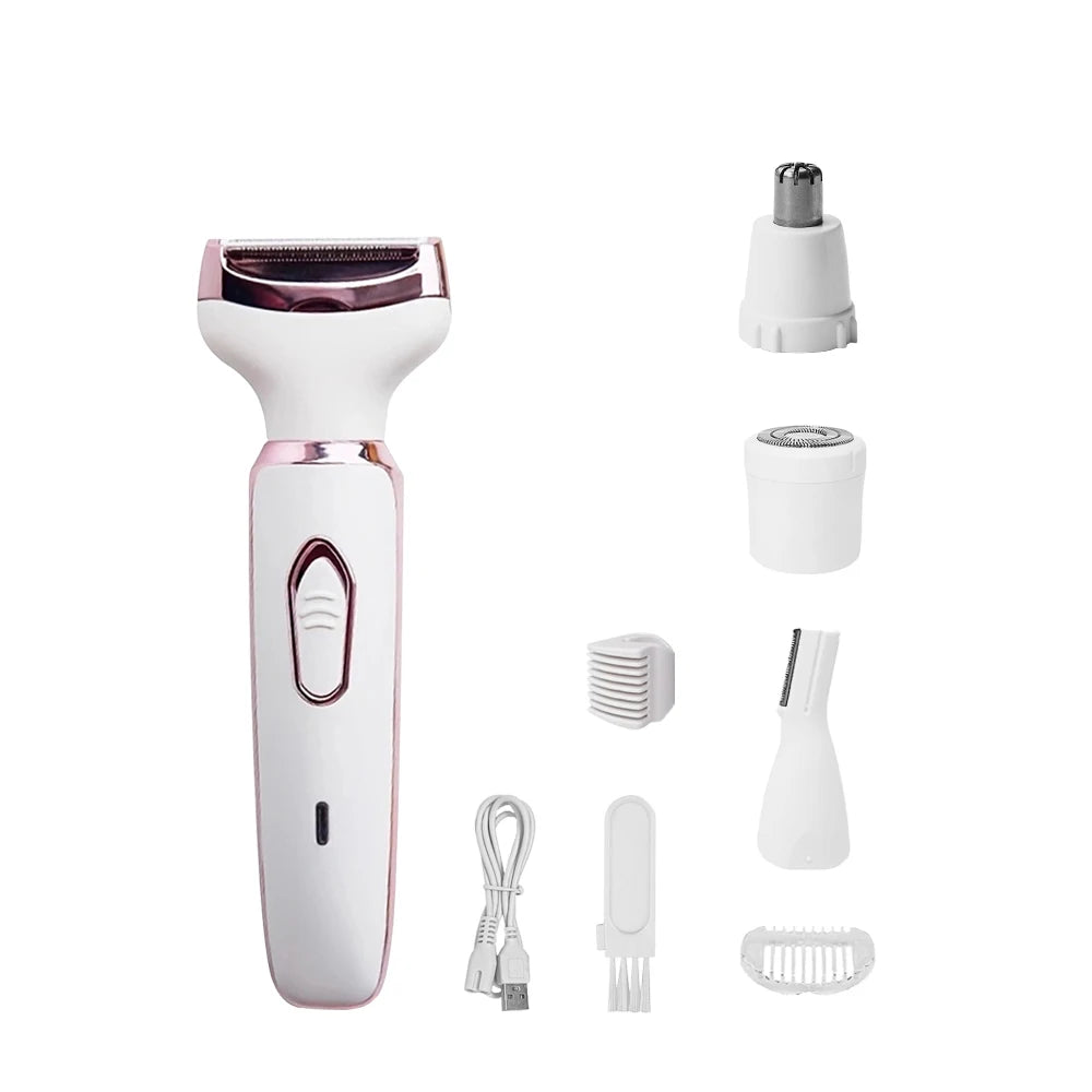Electric Razor for Women 4 in 1 Hair Trimmer Portable Painless Epilator for Face Armpit Leg and Bikini Body