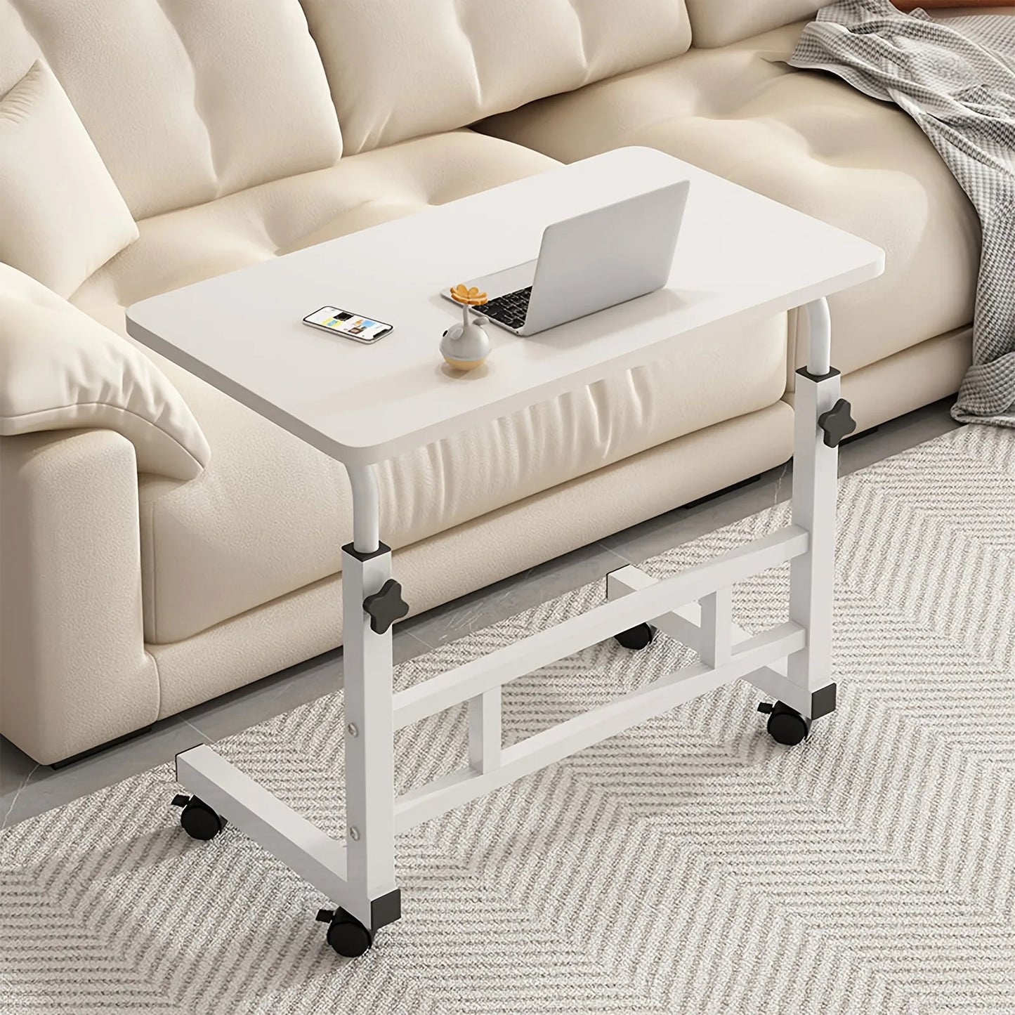 Standing Desk Adjustable Height Mobile Computer Desk with Universal Wheels Sturdy Durable Spacious Study Table for Home