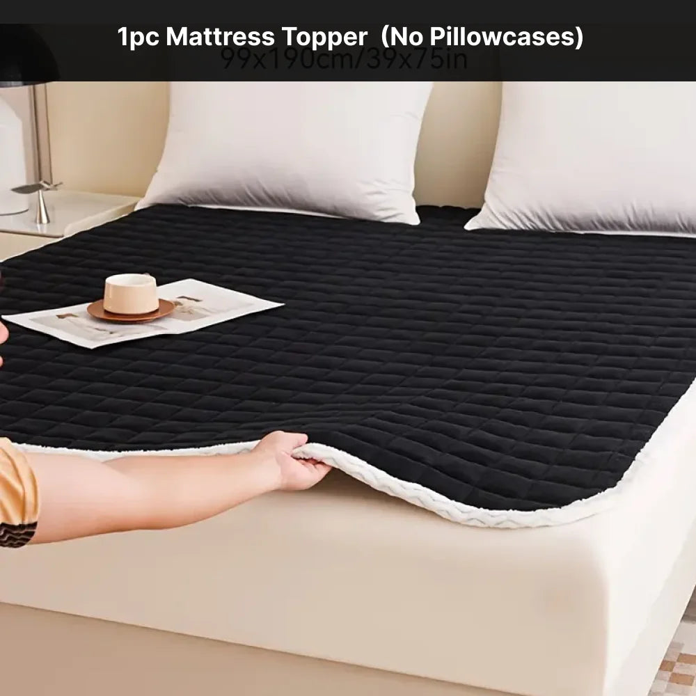 Milk Velvet Mattress Pad Soft Breathable Bedding Protector Queen Size Comfortable Quilted Top Mattress Cover