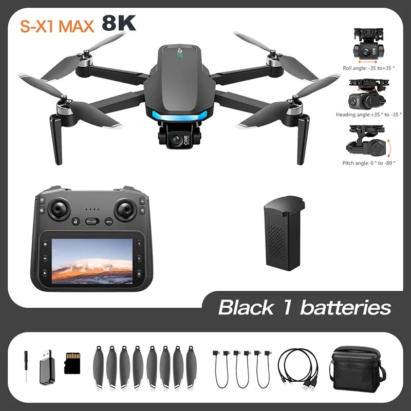 For Xiaomi S-X1 GPS Drone 8K HD professional camera Three-axis gimbal WIFI UAV Obstacle Avoidance Quadcopter Brushless Toy Gift