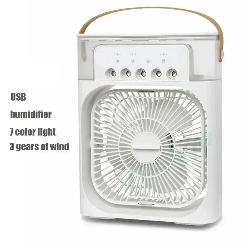 New 3 In 1 Mini Air Conditioner Household Fan with LED Night Light Portable Humidifier and Adjustable Air Flow for Office and Home