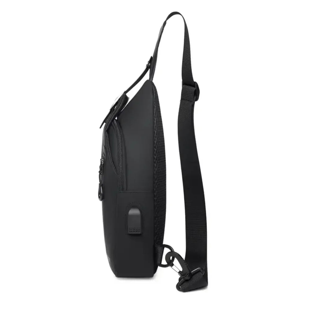 Versatile Stylish Functional Men's Backpack Adjustable Sling Bag for Men and Women Fashionable Crossbody Daypack in Black